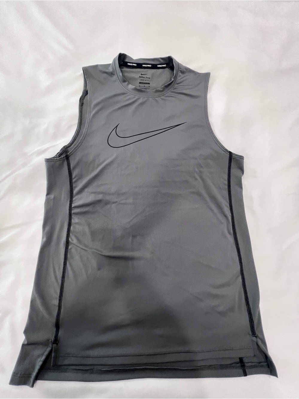Nike Grey Athletic Sleeveless Training Top with Black Swoosh